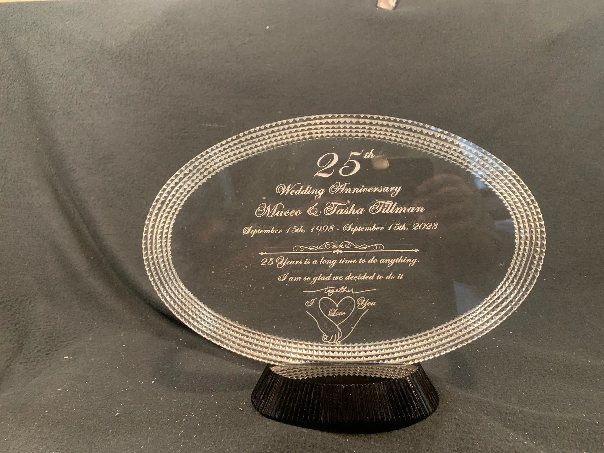 The Gift of Love etched in Crystal: Personalized Wedding Anniversary Gift Crystal House