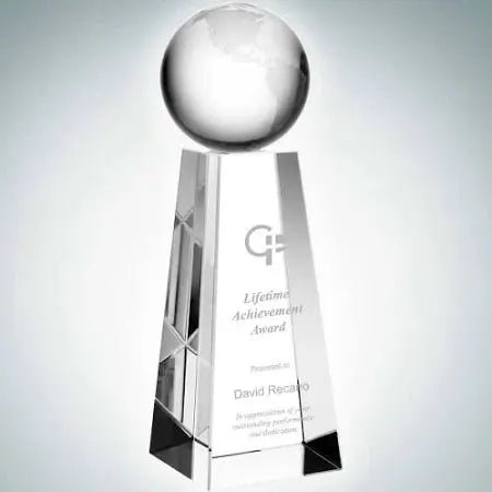 Top of World Globe Award - Crystal Lifetime Achievement Trophy.