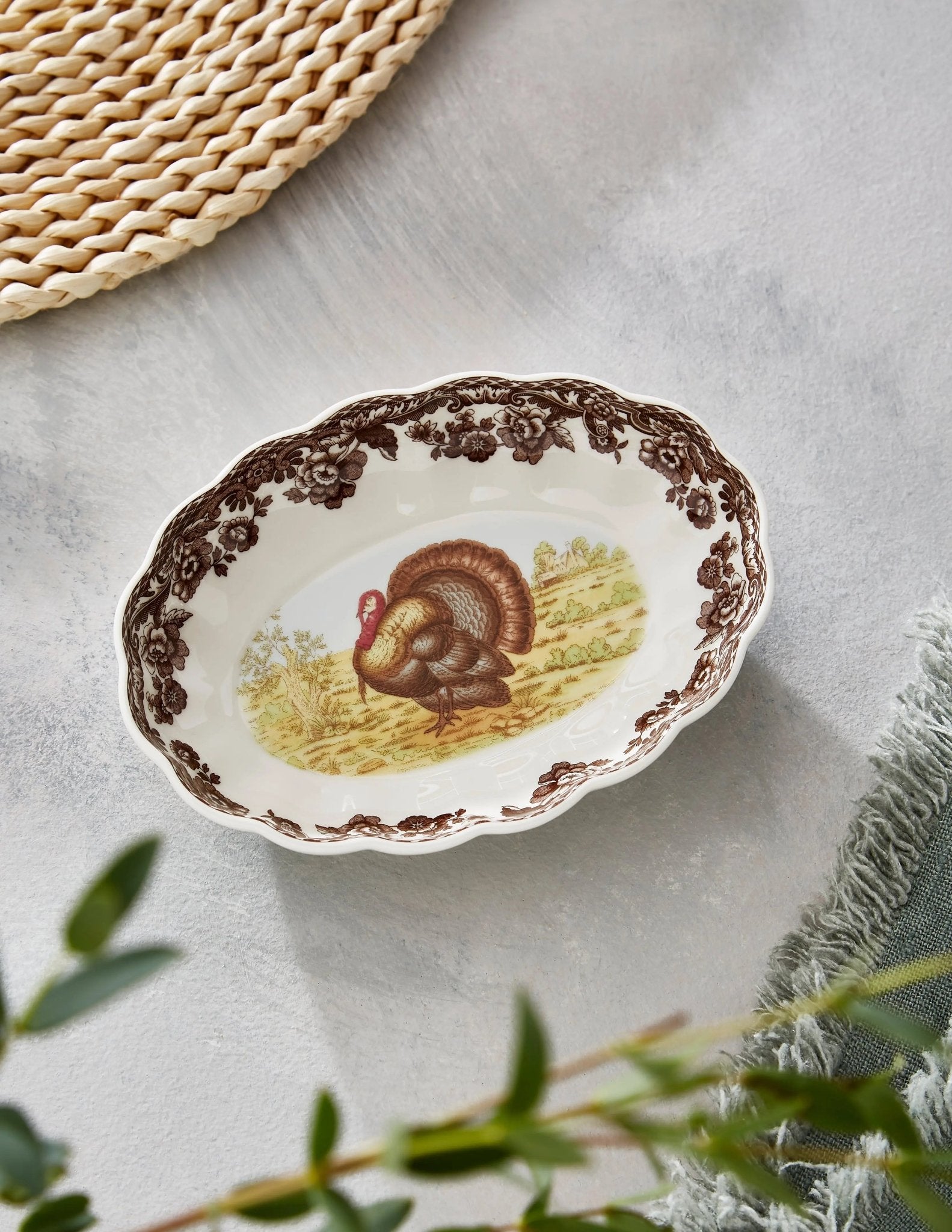 Turkey Oval Fluted Dish Spode