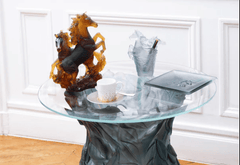 Two Horse Cavalcade Sculpture Daum - Crystal House