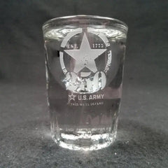 US Army commemorative shot glass, Engraved crystal Army shot glass, 250th anniversary collectible glass, Premium engraved Army shot glass