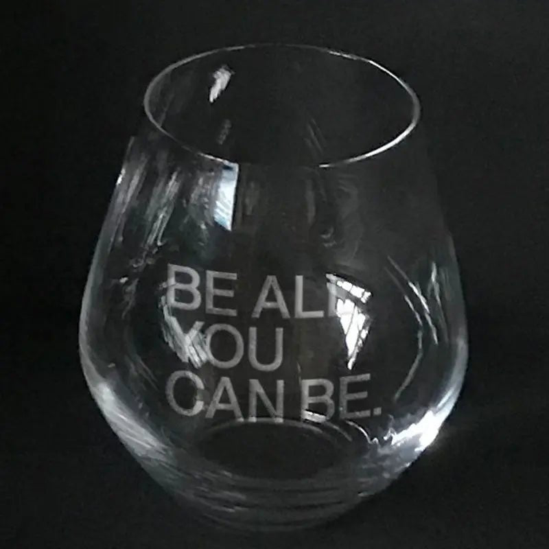 US Army "Be all you can be" slogan engraved on stemless wine Crystal House