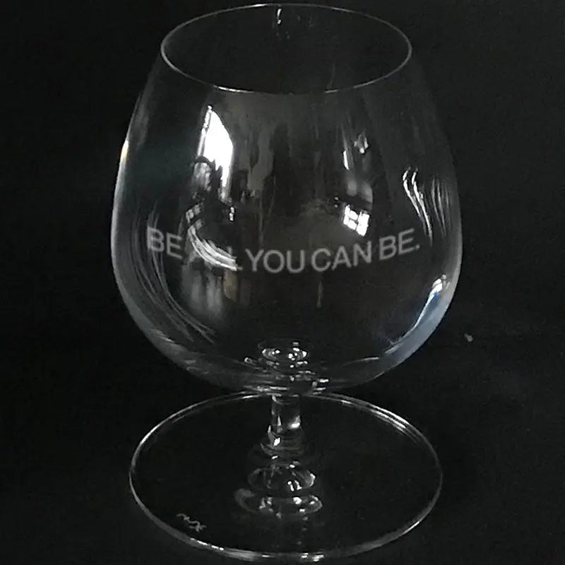 U.S Army "Be all you can be" slogan on brandy snifter Crystal House
