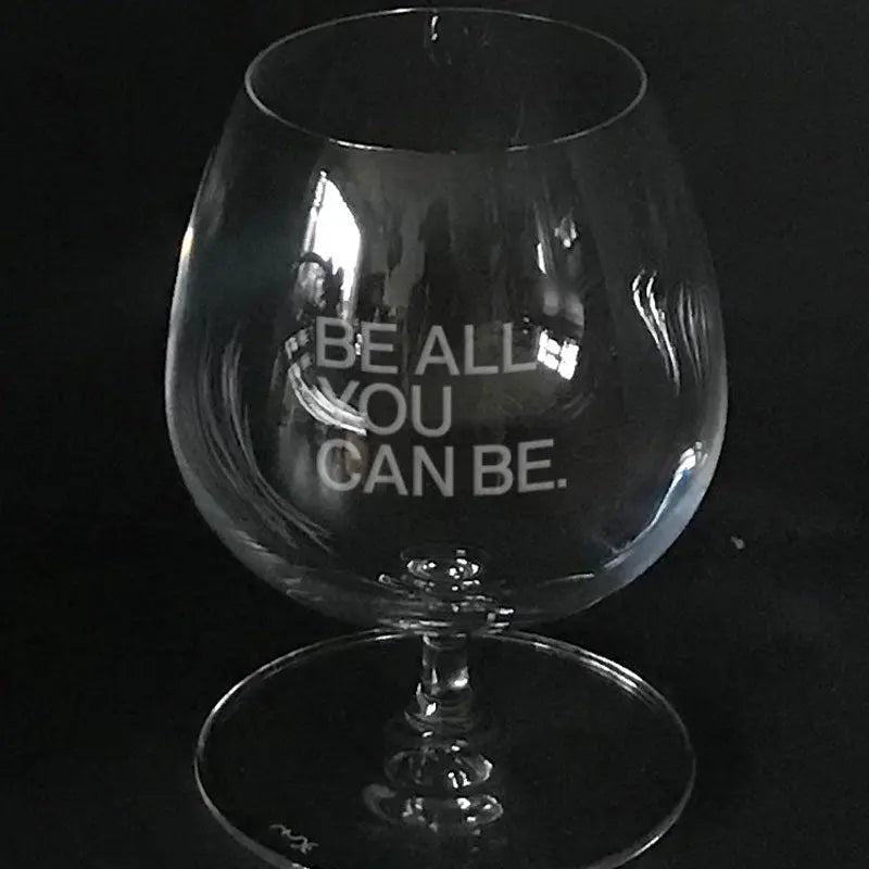 U.S Army "Be all you can be" slogan on brandy snifter Crystal House