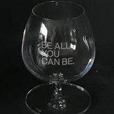 U.S Army "Be all you can be" slogan on brandy snifter Crystal House