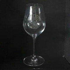 US Army Insignia White Wine Glass Custom Engraved Crystal Stemware for Military Gifts.