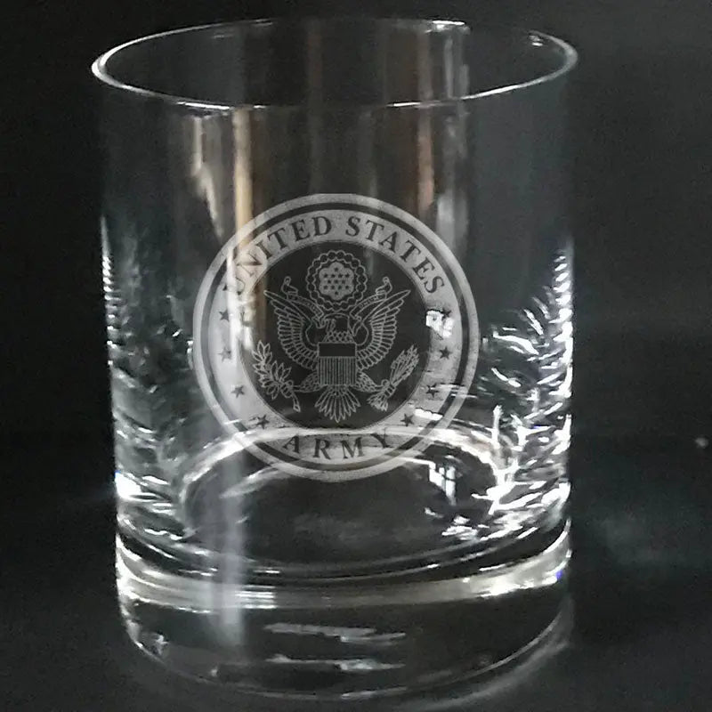 U.S Army logo engraved on Whiskey Glass Crystal House