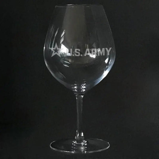 U.S Army logo on stem wine glass Crystal House