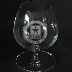 U.S Army logo "SOLDIER FOR LIFE " on brandy snifter Crystal House
