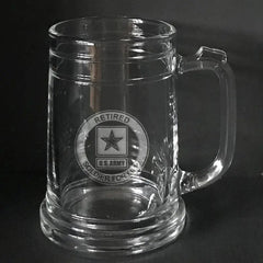 US Army "Soldier for life" logo on beer mug Crystal House