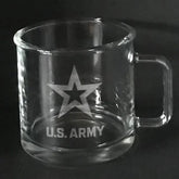 US Army Star engraved on warm beverage mug Crystal House