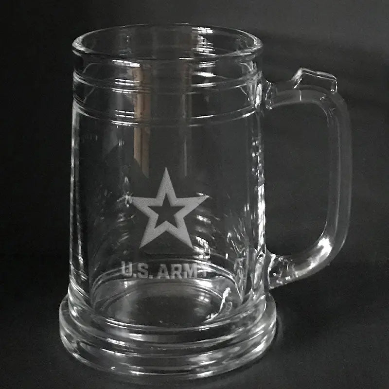 US Army star logo engraved on beer mug Crystal House
