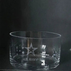 US Army Star Crystal Bowl, Custom Engraved Dish for Military Gifts.