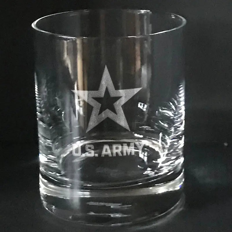 U.S Army STAR logo on whiskey glass Crystal House
