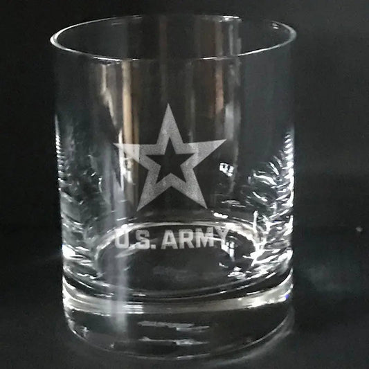 U.S Army STAR logo on whiskey glass Crystal House