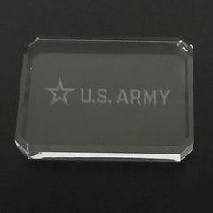 US Army Star Paperweight, Custom Engraved Crystal Desk Accessory.
