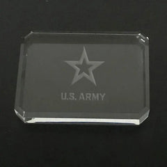 US Army Star Paperweight, Custom Engraved Crystal Desk Accessory.