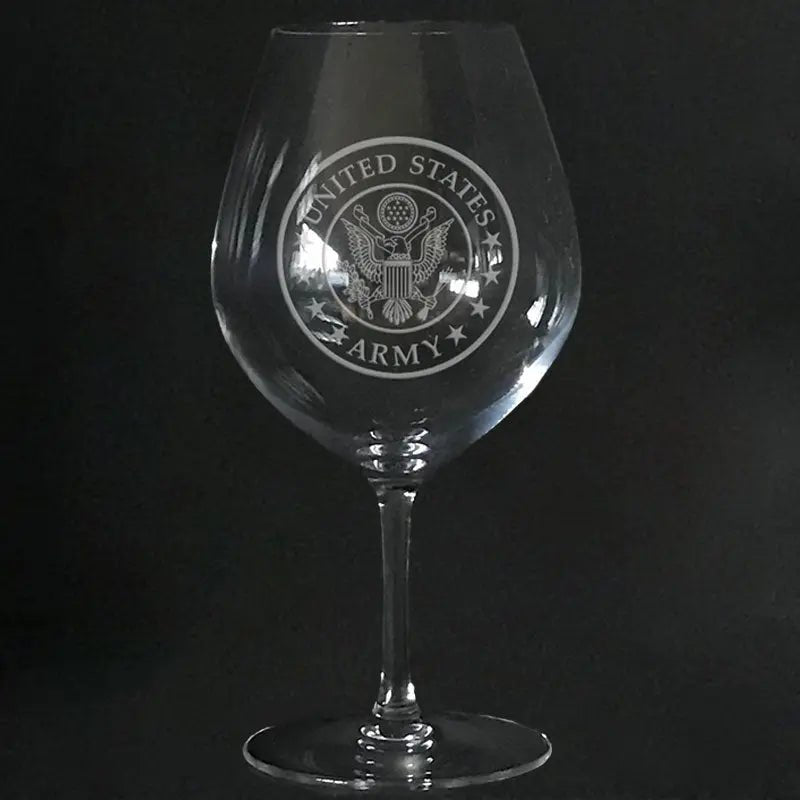 US.Army Symbol on Stem Wine Glass Crystal House