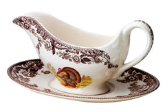 Woodland - Turkey Sauce Boat & Stand (Turkey) Spode