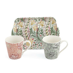 Spode Morris & Co. Mug & Tray Set – Luxury Porcelain Tea Cups & Tray