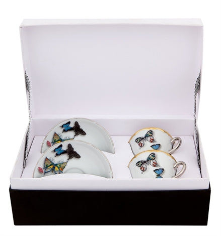 BUTTERFLY PARADE COFFEE CUPS & SAUCERS