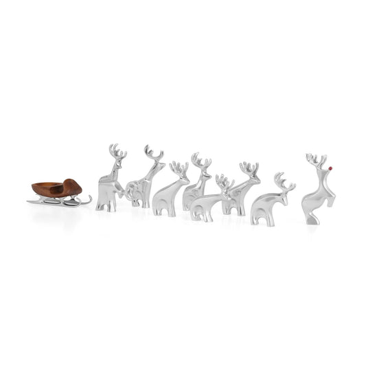 10-Piece Miniature Reindeer Set Nambé