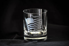 4th July US Flag Engraved Whiskey Glass Crystal House