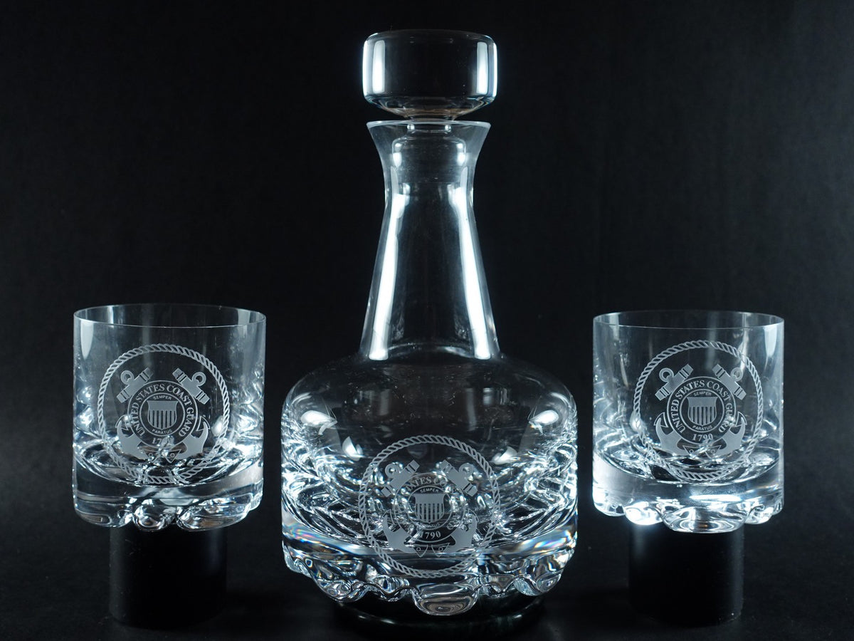 Personalized Whiskey Decanter  Navy Logo Orrefors Decanter Set – Crystal  House