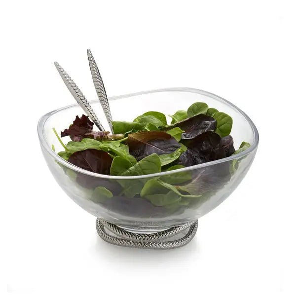 Braid Glass Salad Bowl w/ Servers Nambé
