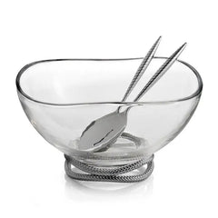 Braid Glass Salad Bowl w/ Servers Nambé