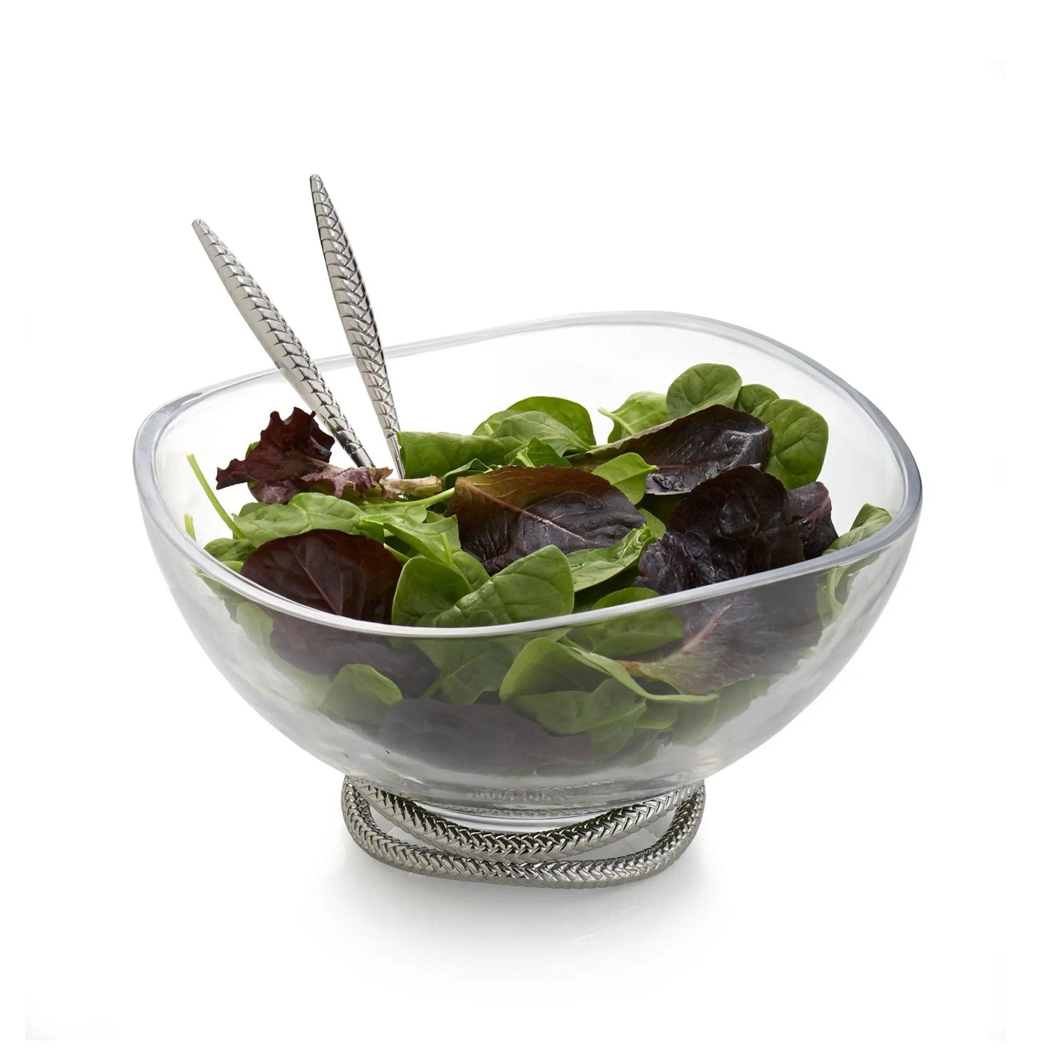 Braid Glass Salad Bowl w/ Servers Nambé
