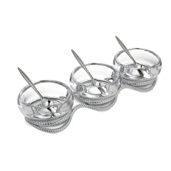 Braid Triple Condiment Set w/ Spoons Nambé