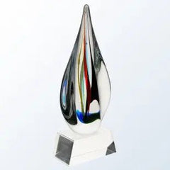 CANDY STRIPES WITH BLACK/CLEAR BASE ART GLASS Crystal House - Prism