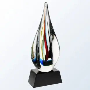 CANDY STRIPES WITH BLACK/CLEAR BASE ART GLASS Crystal House - Prism