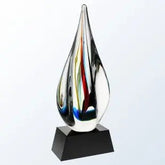 CANDY STRIPES WITH BLACK/CLEAR BASE ART GLASS Crystal House - Prism