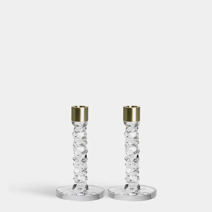 Carat Candlestick Brass Pair Orrefors