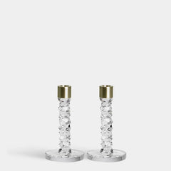 Carat Candlestick Brass Pair Orrefors