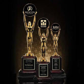 Champion Award - Gold Rosewood Base Crystal House