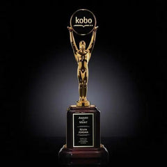 Champion Award - Gold Rosewood Base Crystal House