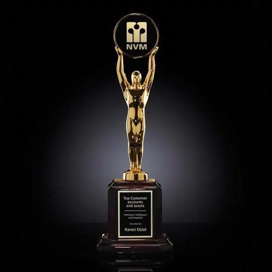 Champion Award - Gold Rosewood Base Crystal House