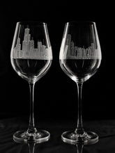 Chicago Engraved Wine Glasses White
