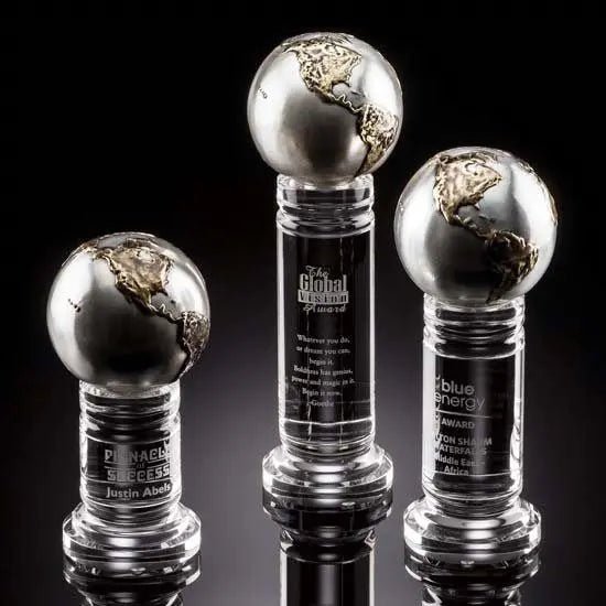 Continental Globe - Cast Metal Optical Crystal House