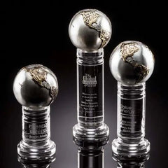 Continental Globe - Cast Metal Optical Crystal House