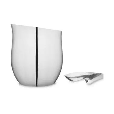 Curvo Ice Bucket with elegant curved design and serving tongs