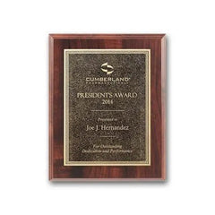 Double Etch Plaq - Walnut Finish Crystal House