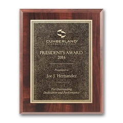 Double Etch Plaq - Walnut Finish Crystal House