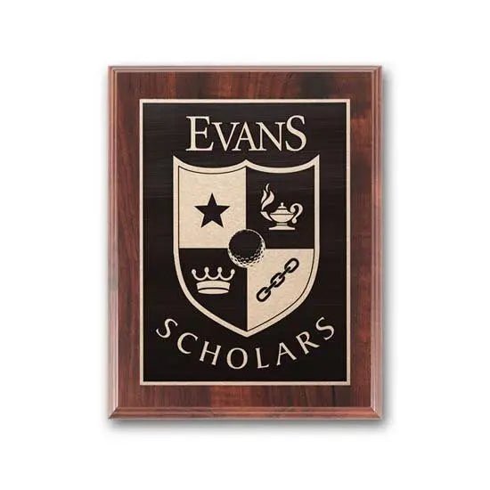 Etch Antiqued Plaq - Walnut Finish Crystal House