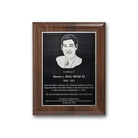 Etch Antiqued Plaq - Walnut Piano Finish Crystal House