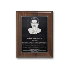 Etch Antiqued Plaq - Walnut Piano Finish Crystal House