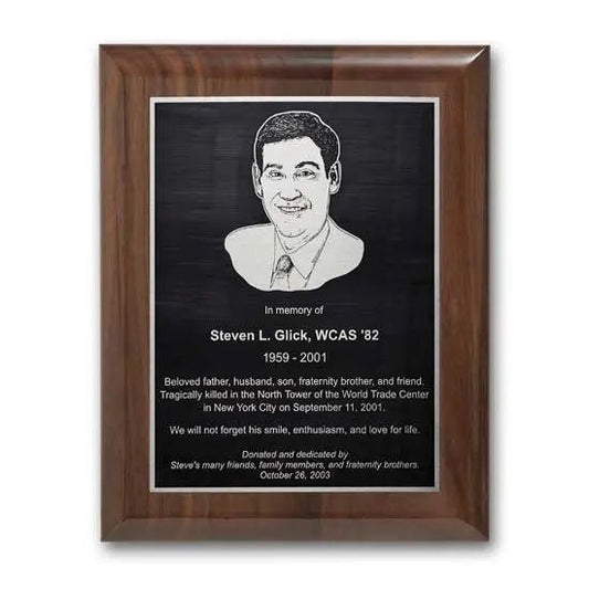 Etch Antiqued Plaq - Walnut Piano Finish Crystal House